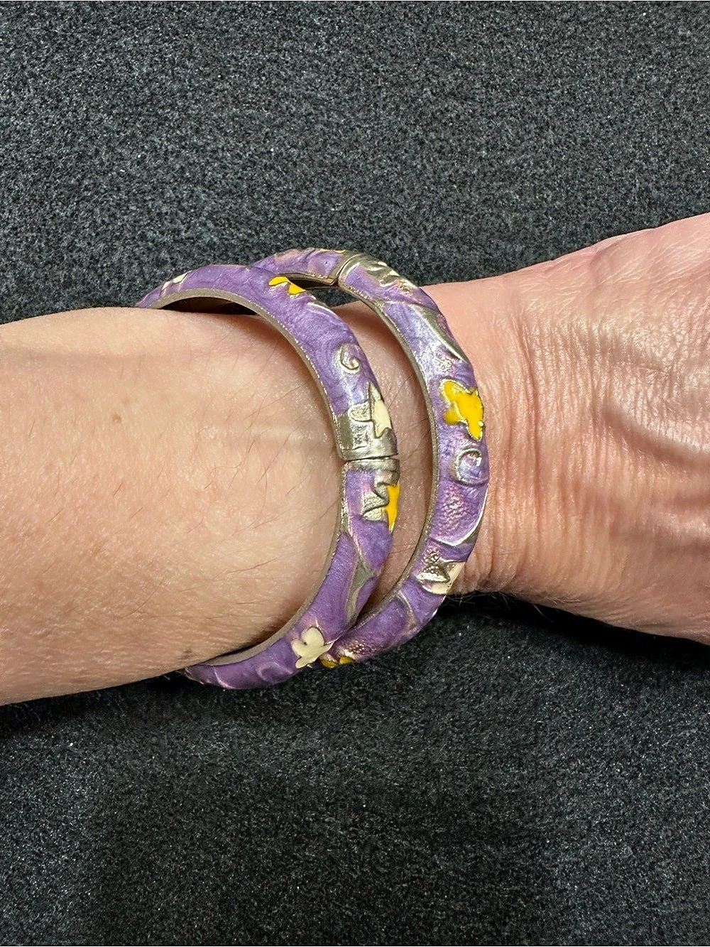 Purple Floral Bangle Bracelets